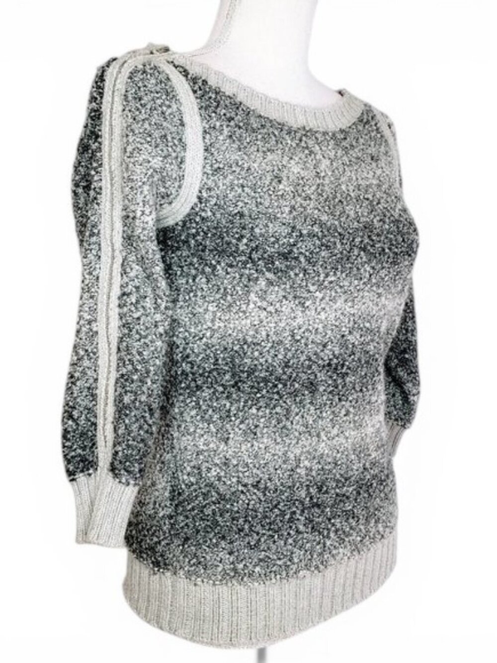 Armani Exchange Women’s Zip Arm Shoulder Sweater Glitter Gray S/P